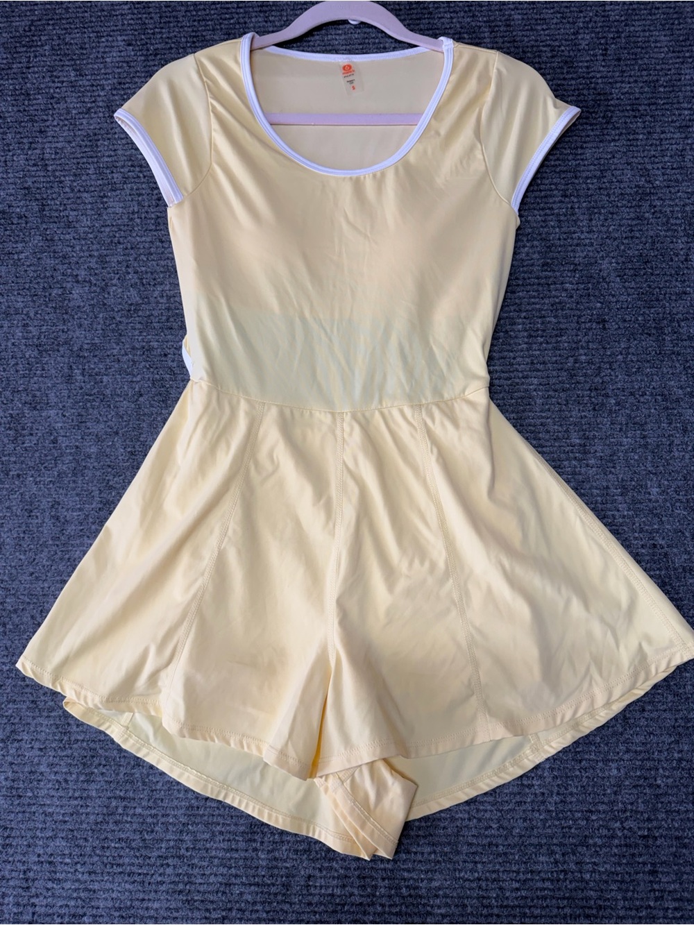 Mono b Pale Yellow Short Sleeve One-Piece Romper pickleball tennis Golf